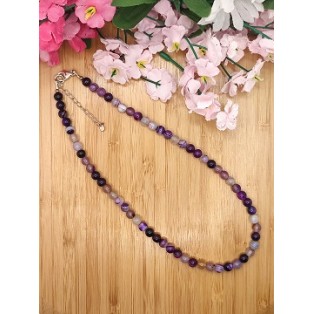 Purple Banded Agate Necklace - 6mm